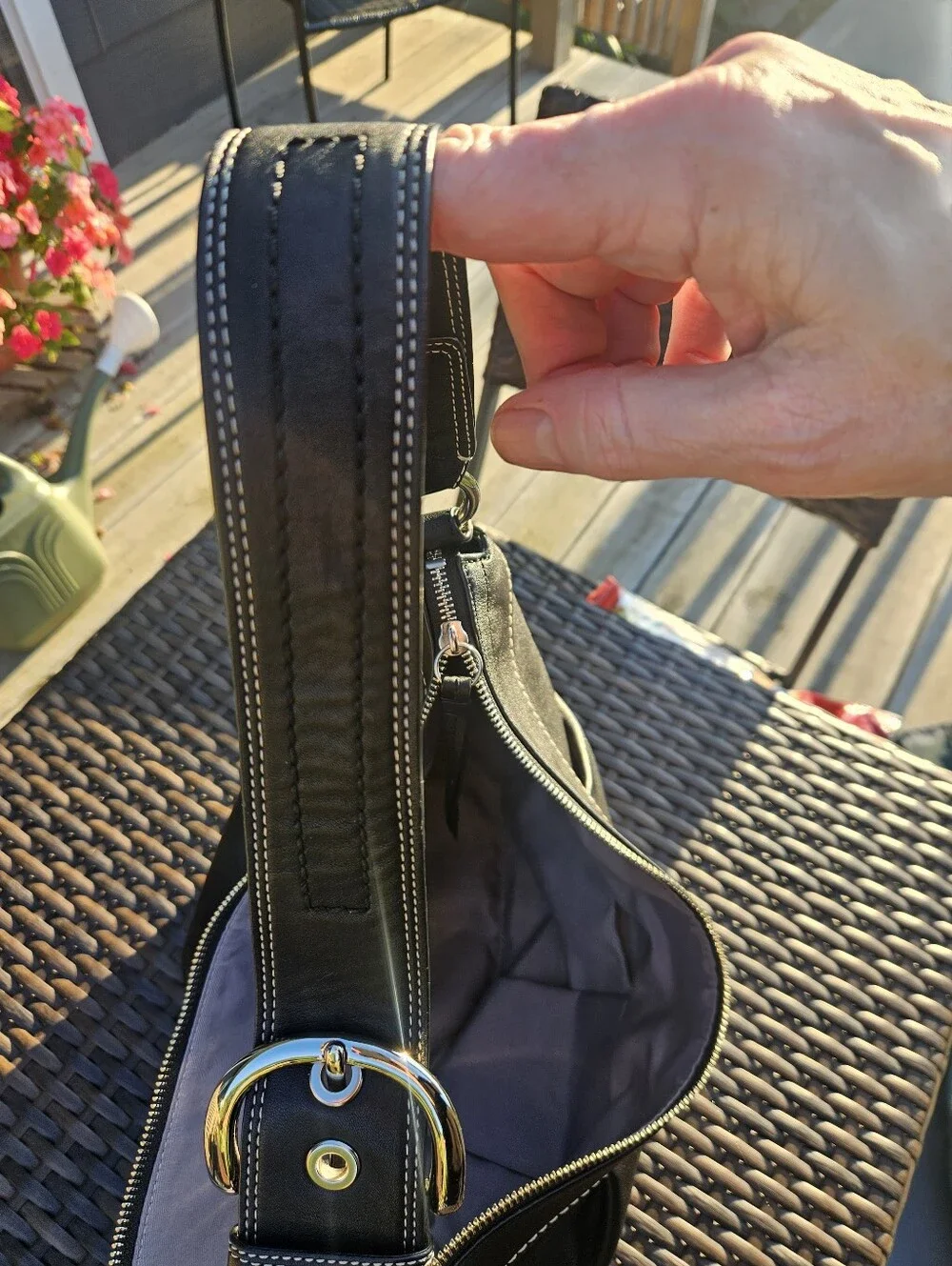 Coach Soho Black Leather Hobo Shoulder Bag with Silver Hardware